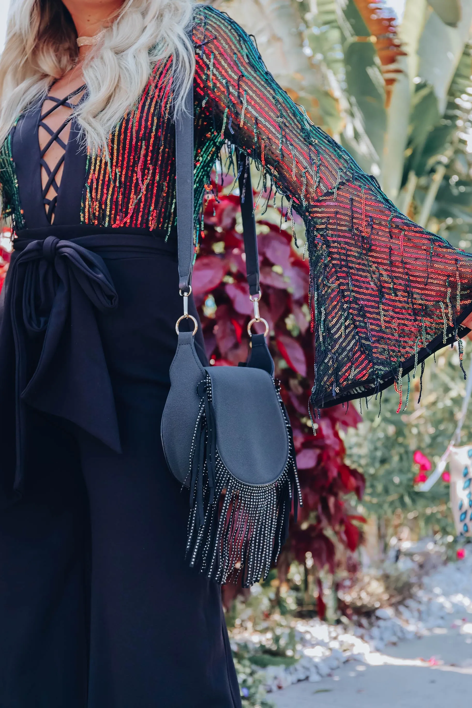 After Dark Sequin Fringe Jumpsuit