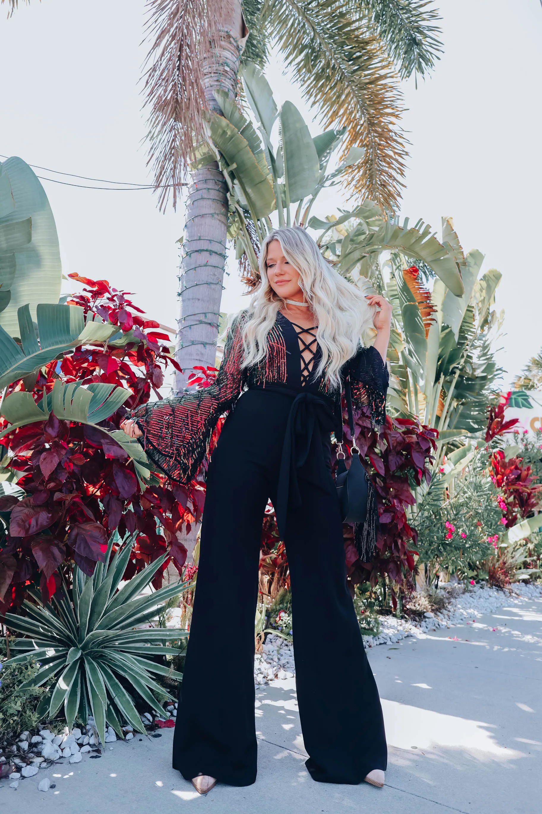 After Dark Sequin Fringe Jumpsuit