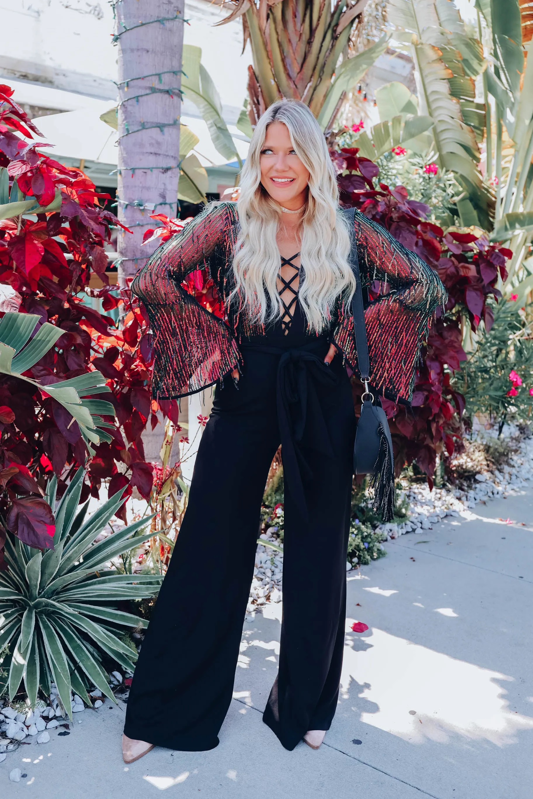 After Dark Sequin Fringe Jumpsuit