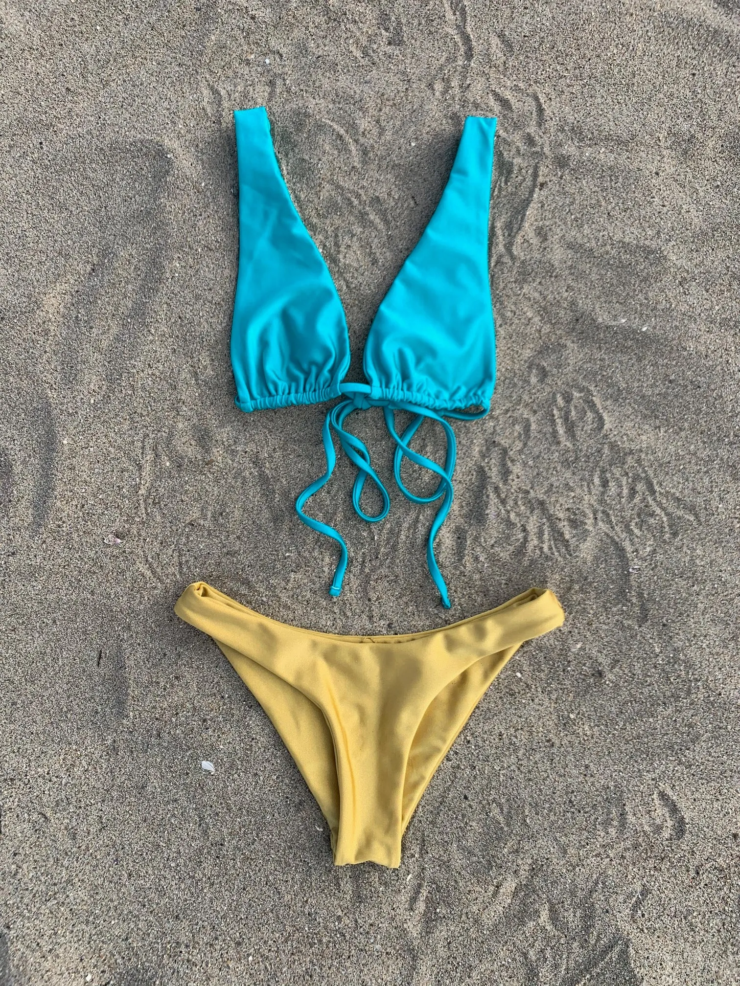 ALEXIS PLUNGE TIE TOP - LAGOON