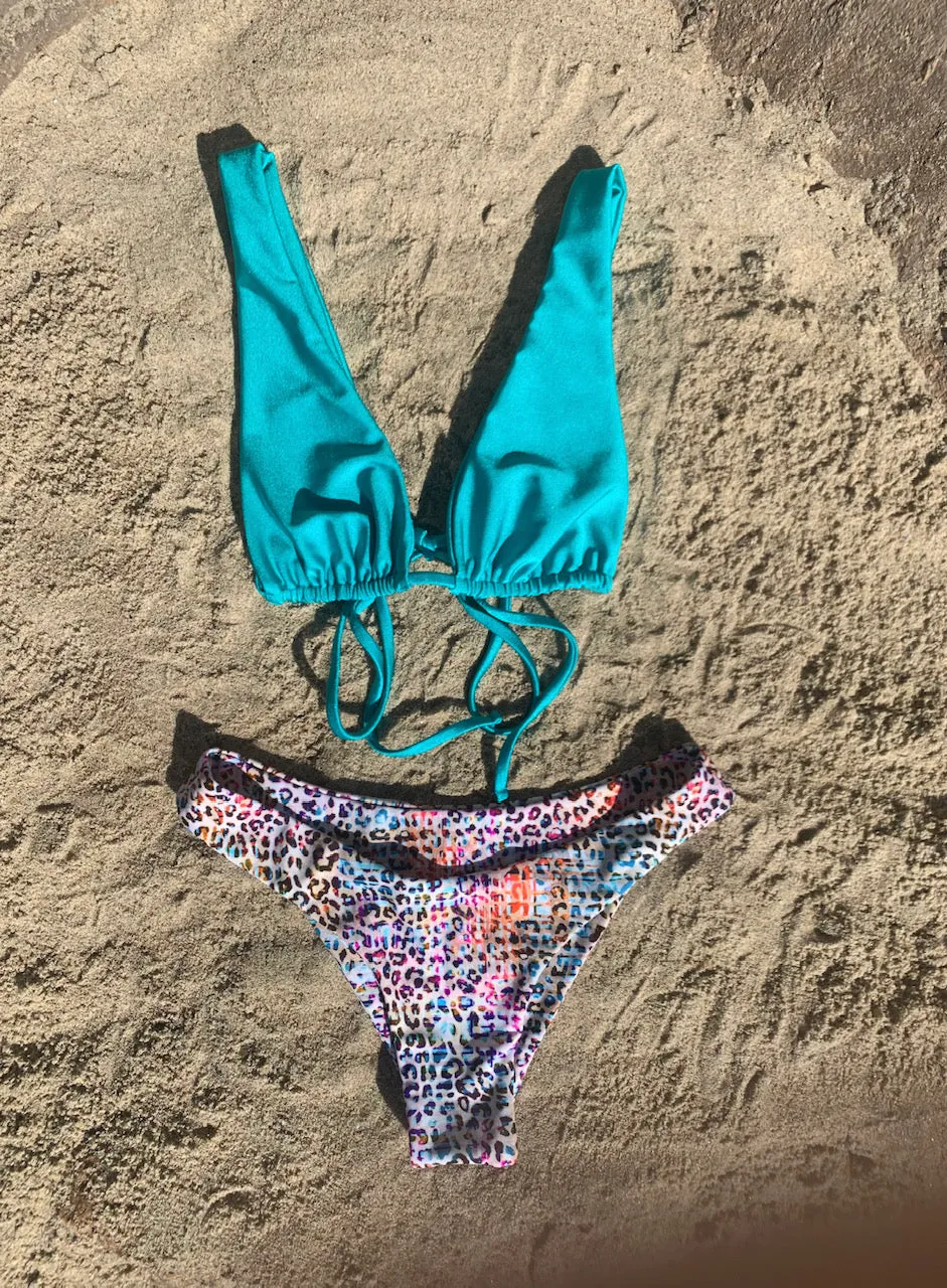 ALEXIS PLUNGE TIE TOP - LAGOON