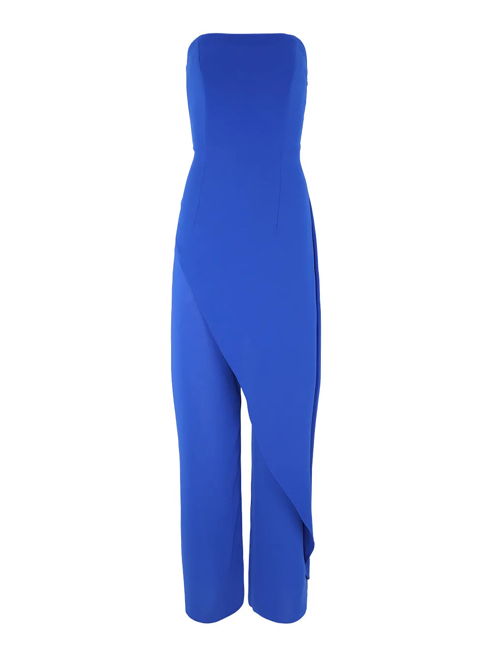 Alice   Olivia Alondra Strapless Asymmetrical Jumpsuit in Royal