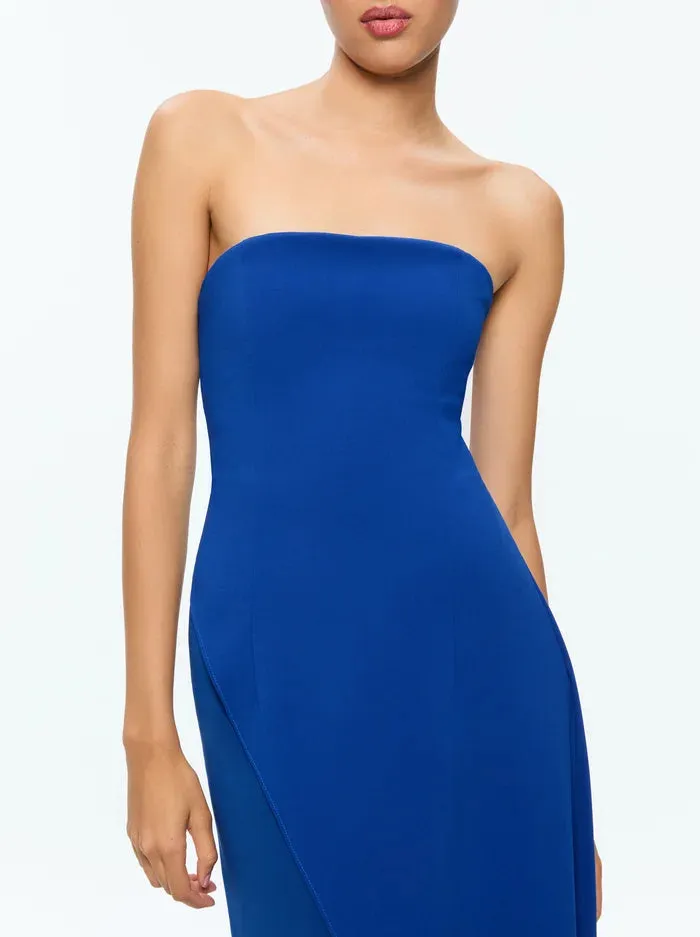 Alice   Olivia Alondra Strapless Asymmetrical Jumpsuit in Royal