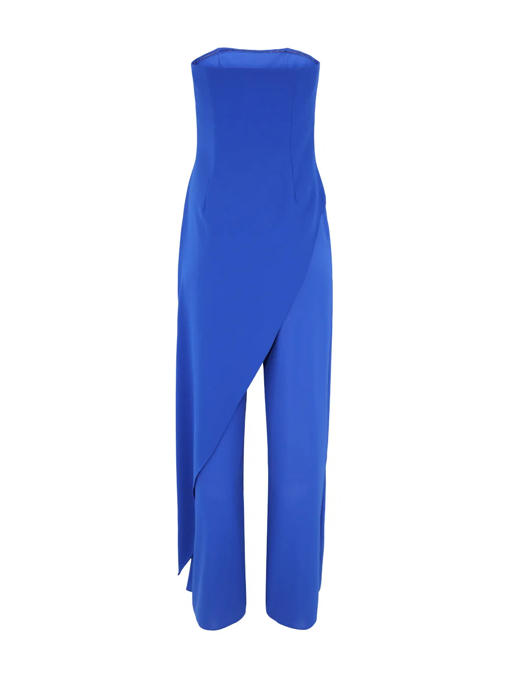 Alice   Olivia Alondra Strapless Asymmetrical Jumpsuit in Royal