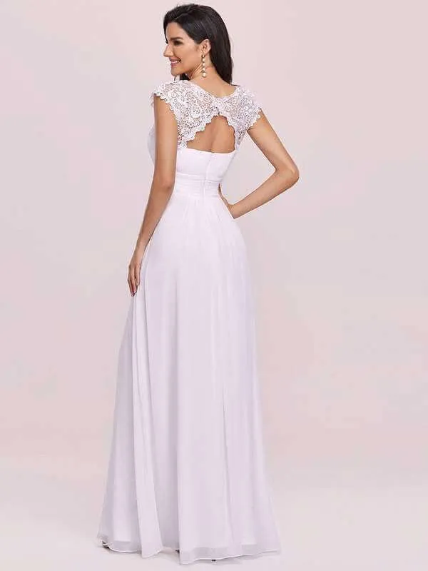 Allanah chiffon and lace wedding dress in white Express NZ wide