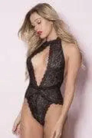 Allison All Over Lace Plunge Teddy