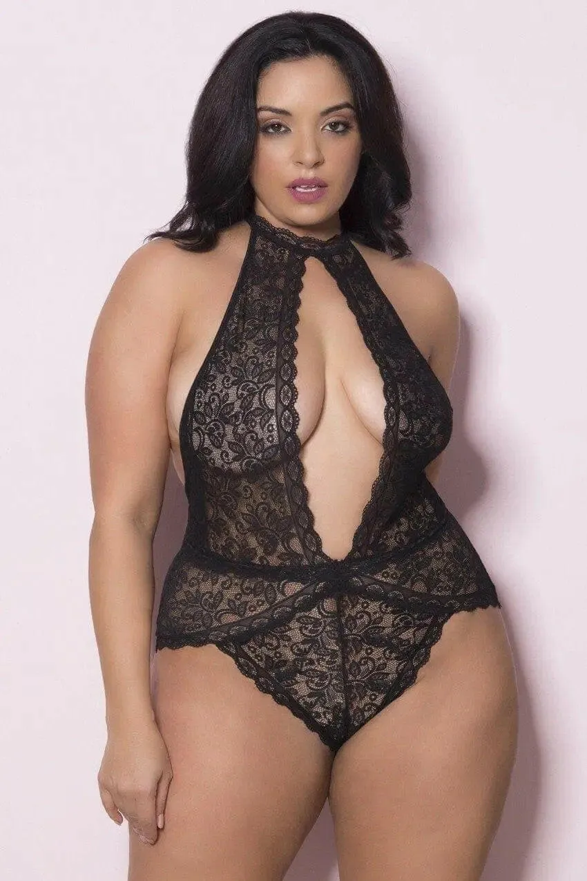 Allison All Over Lace Plunge Teddy