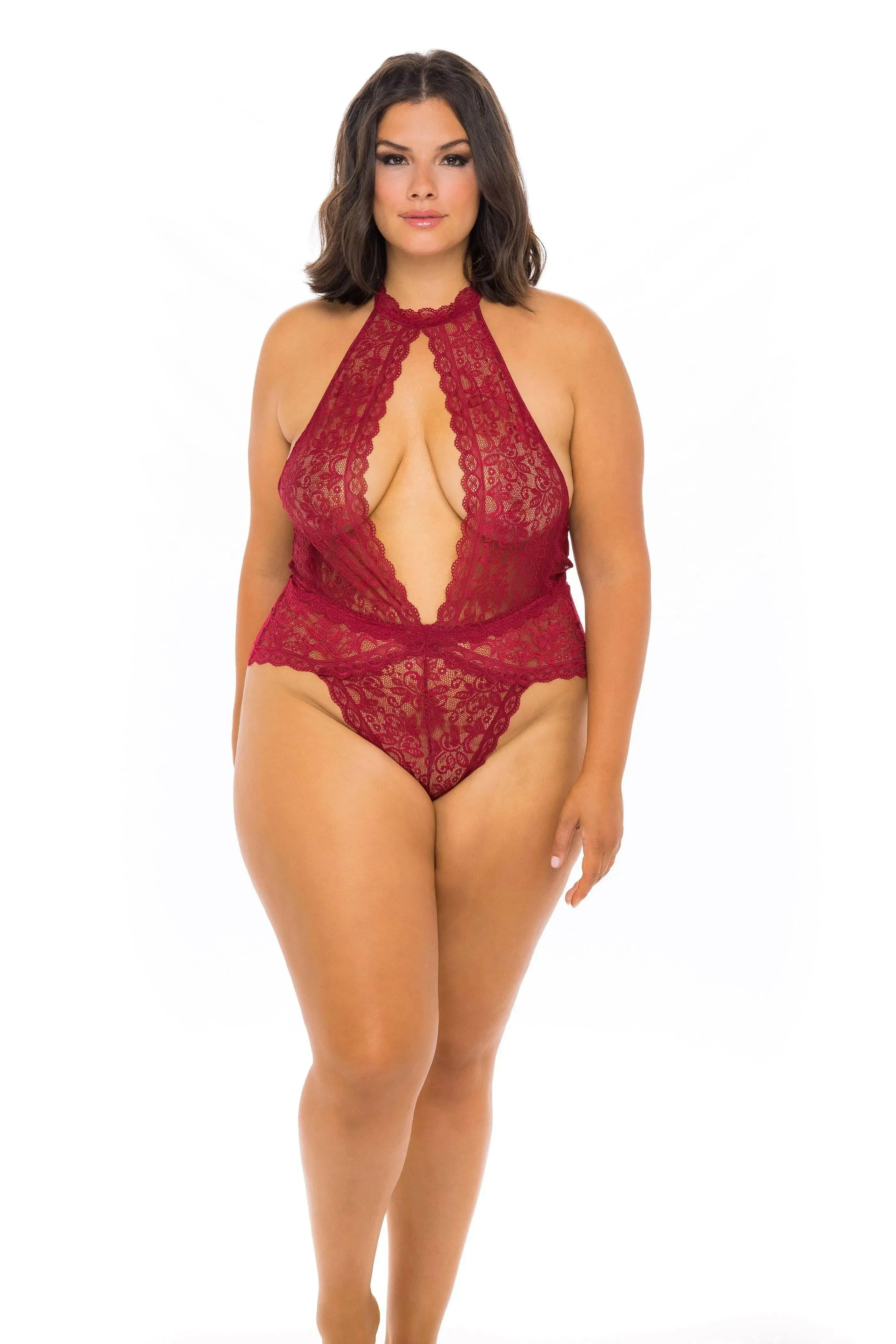 Allison All Over Lace Plunge Teddy