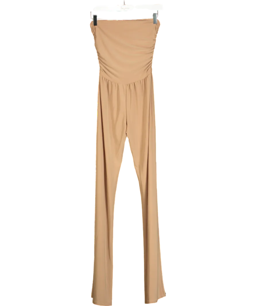 Amazing London Brown Ruched Strapless Jumpsuit UK S/M
