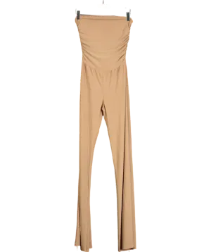 Amazing London Brown Ruched Strapless Jumpsuit UK S/M