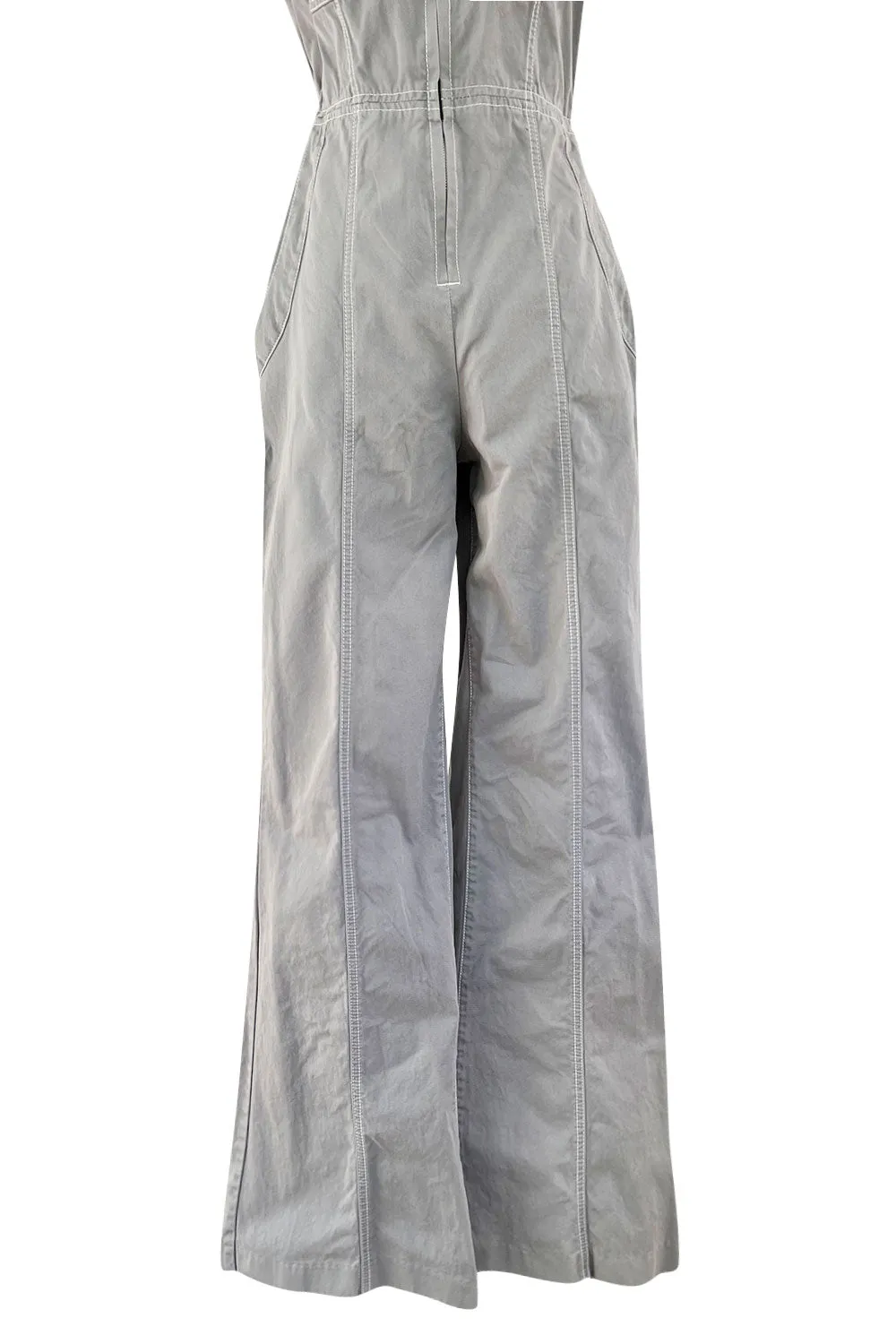 Amazing Unlabeled Vintage Starpless Grey Cotton Canvas Jumpsuit w Top Stitching & Pockets
