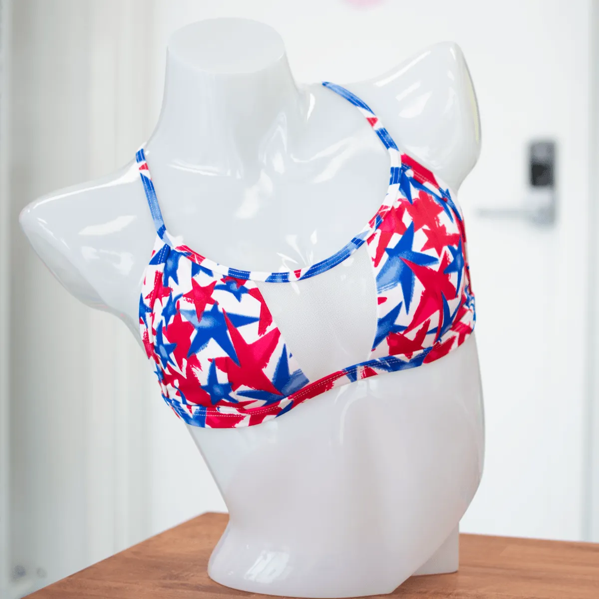 American Dream/Mesh X Back Halter Bikini Top