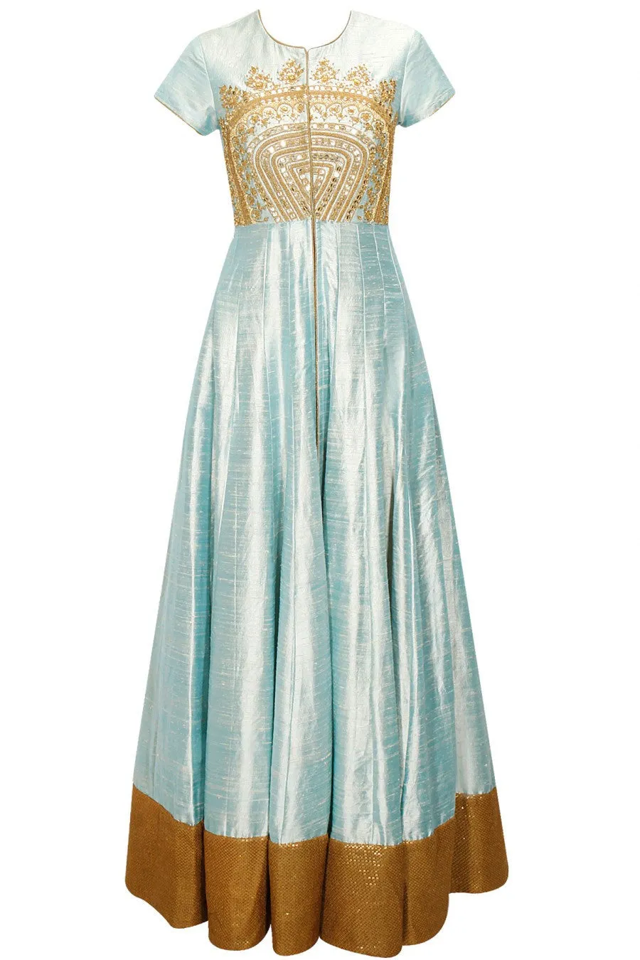 Anarkali Gown in Powder Blue Color with Trouser