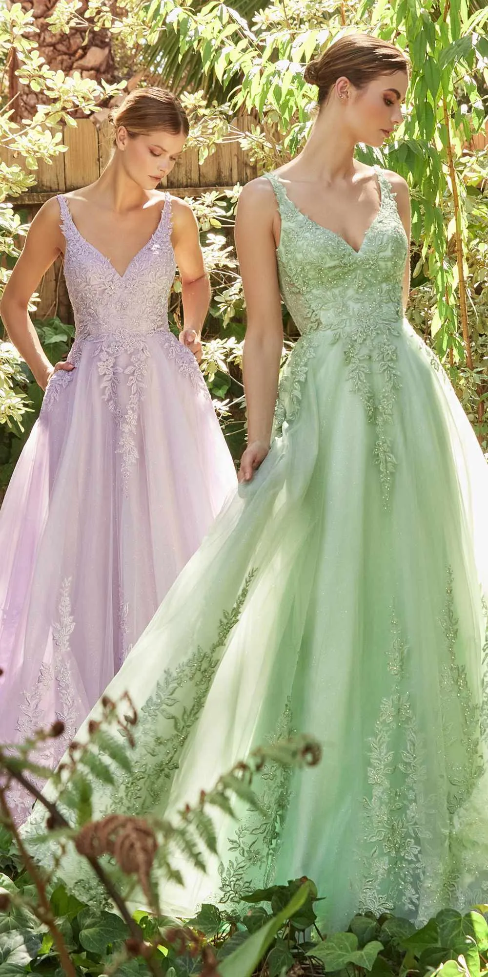 Andrea & Leo A1125 Floor Length A-Line Pastel Elysium Lace V-Neck Gown