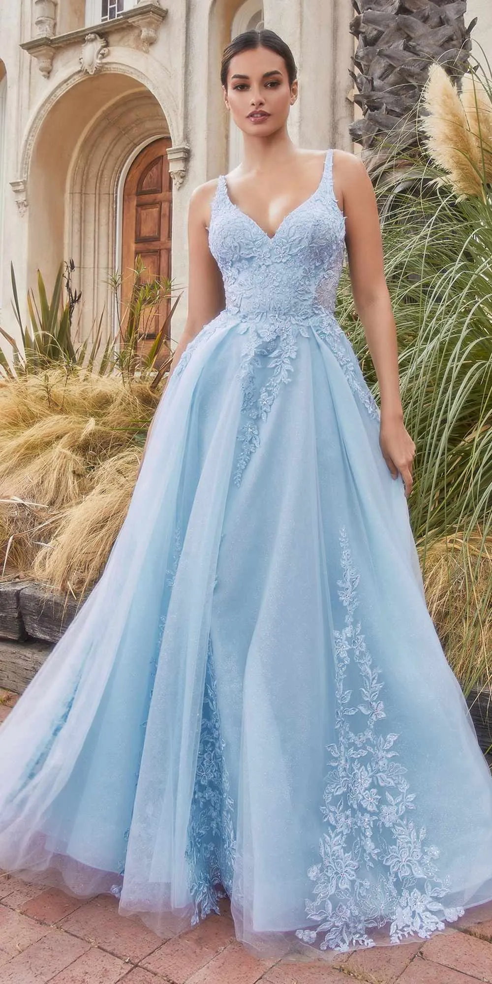 Andrea & Leo A1125 Floor Length A-Line Pastel Elysium Lace V-Neck Gown