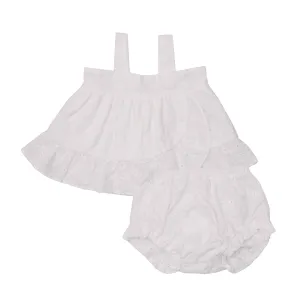 Angel Dear Eyelet White Wrap Ruffle Top & Ruffle Leg Diaper Cover Set
