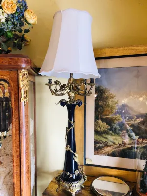 Antique French Porcelain Ormolu Lamp