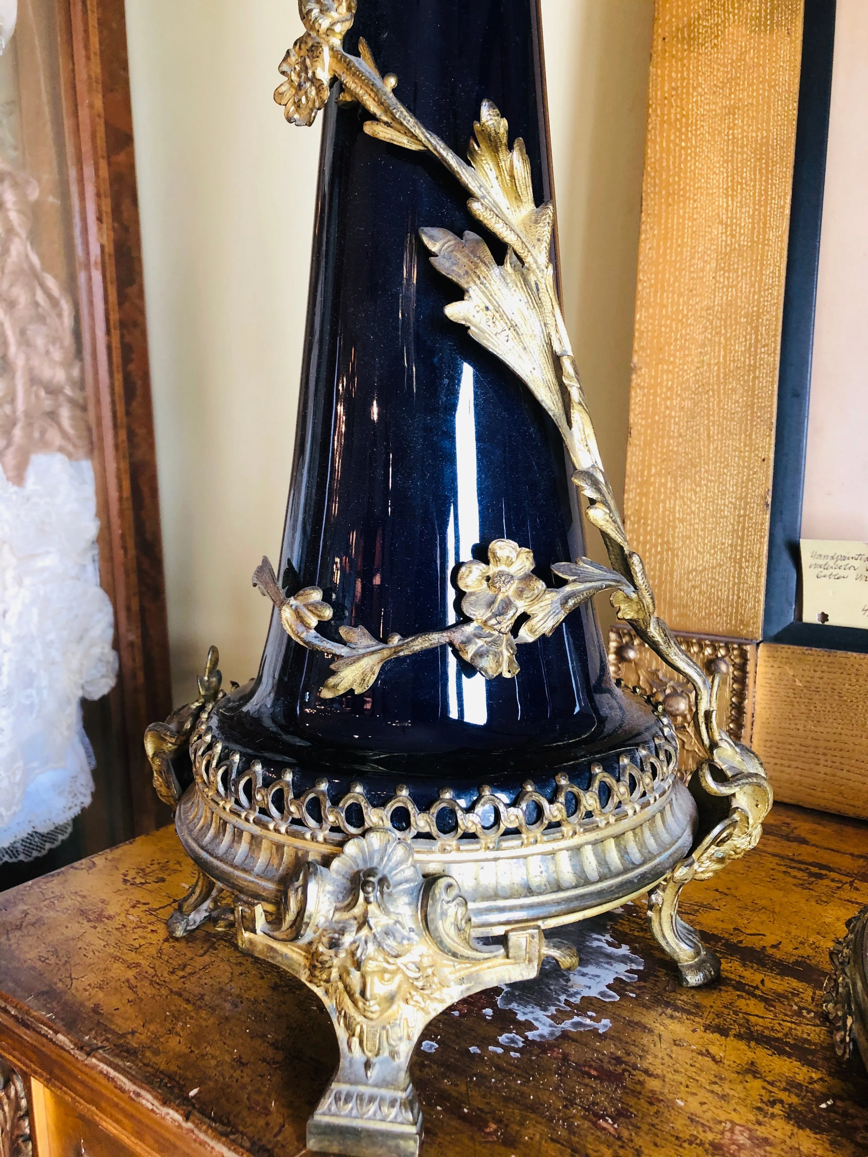 Antique French Porcelain Ormolu Lamp