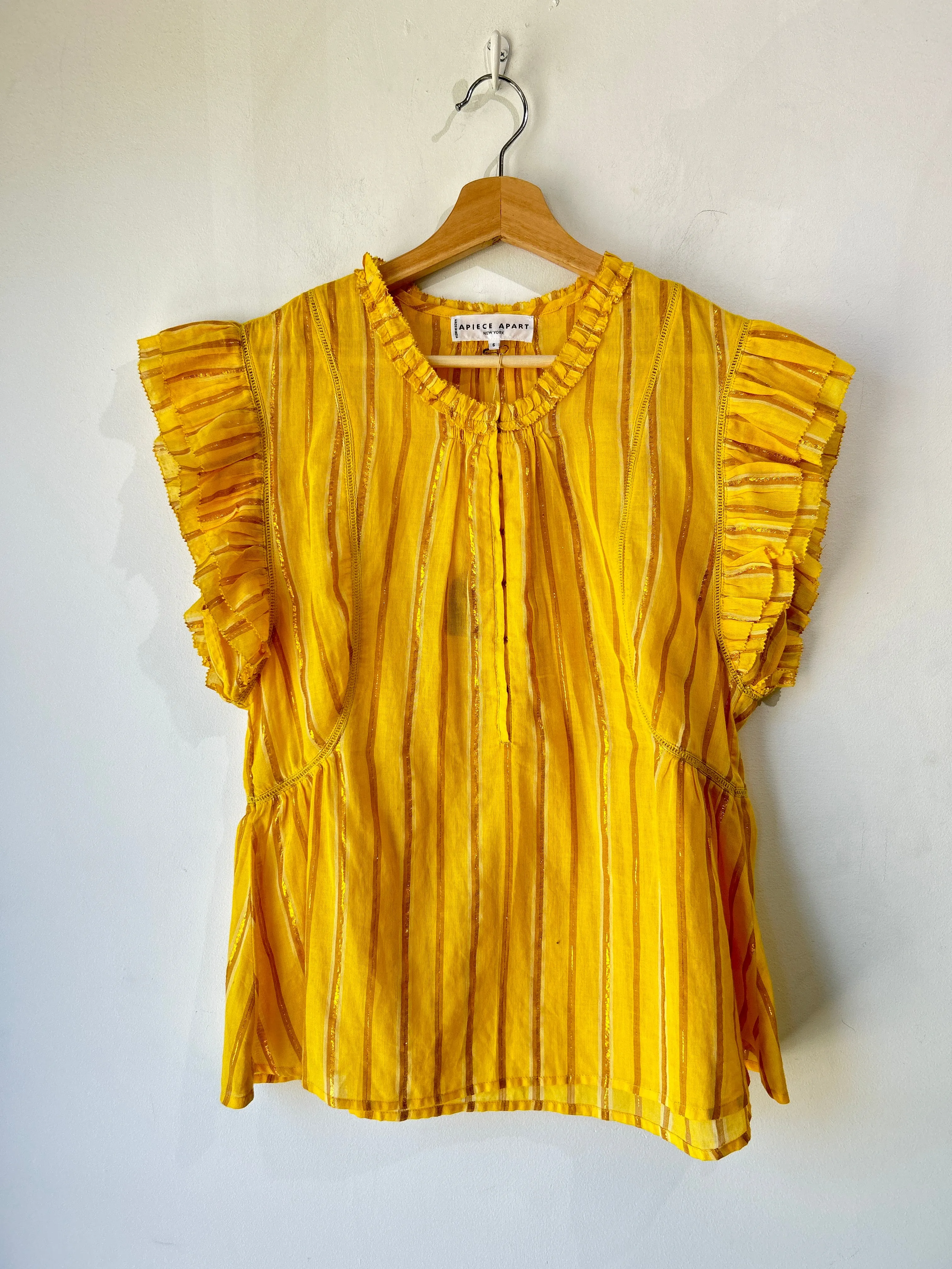 Apiece Apart Yellow Ruffle Top