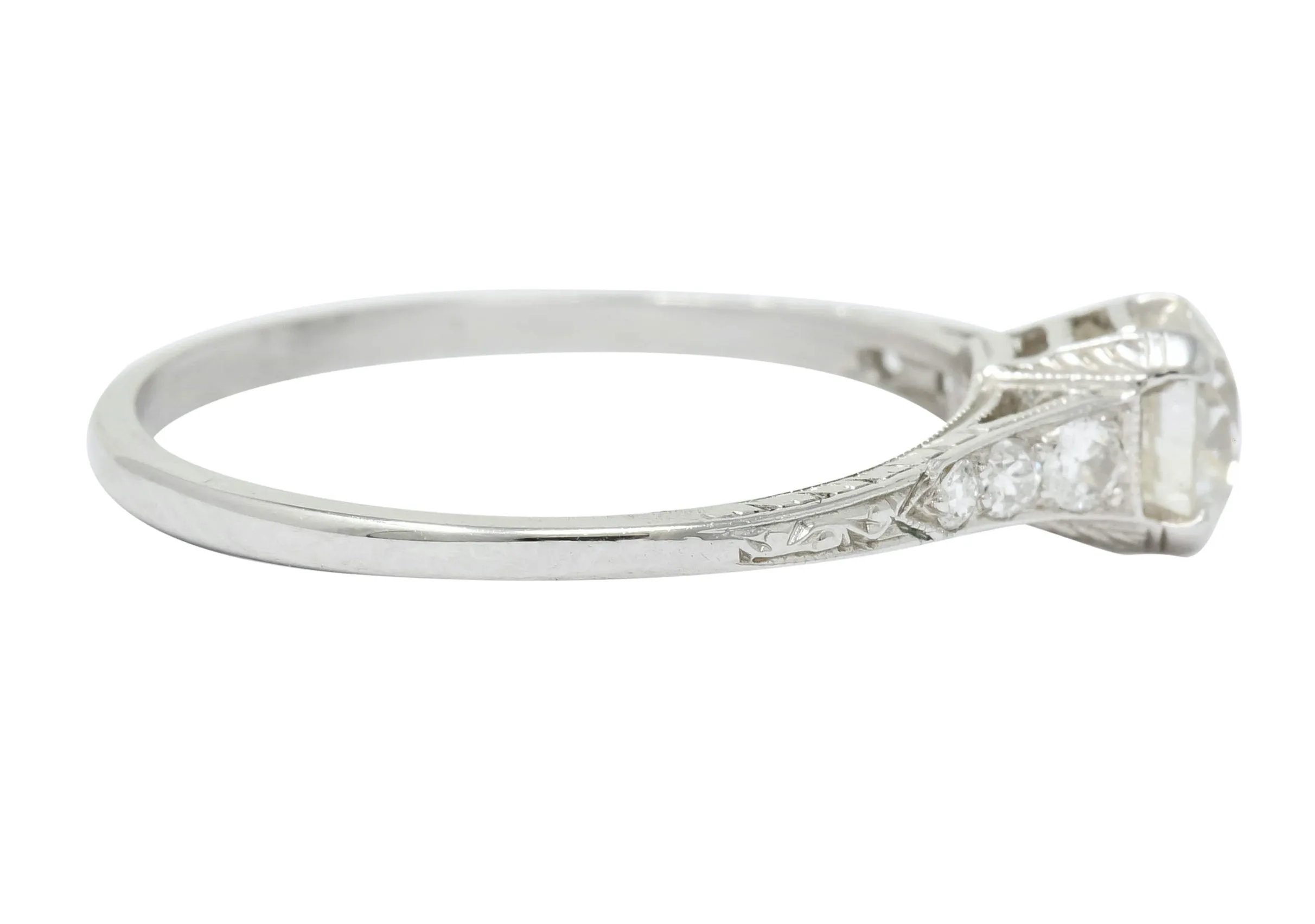 Art Deco 0.80 CTW Diamond Platinum Engagement Ring Circa 1930