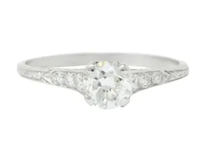 Art Deco 0.80 CTW Diamond Platinum Engagement Ring Circa 1930
