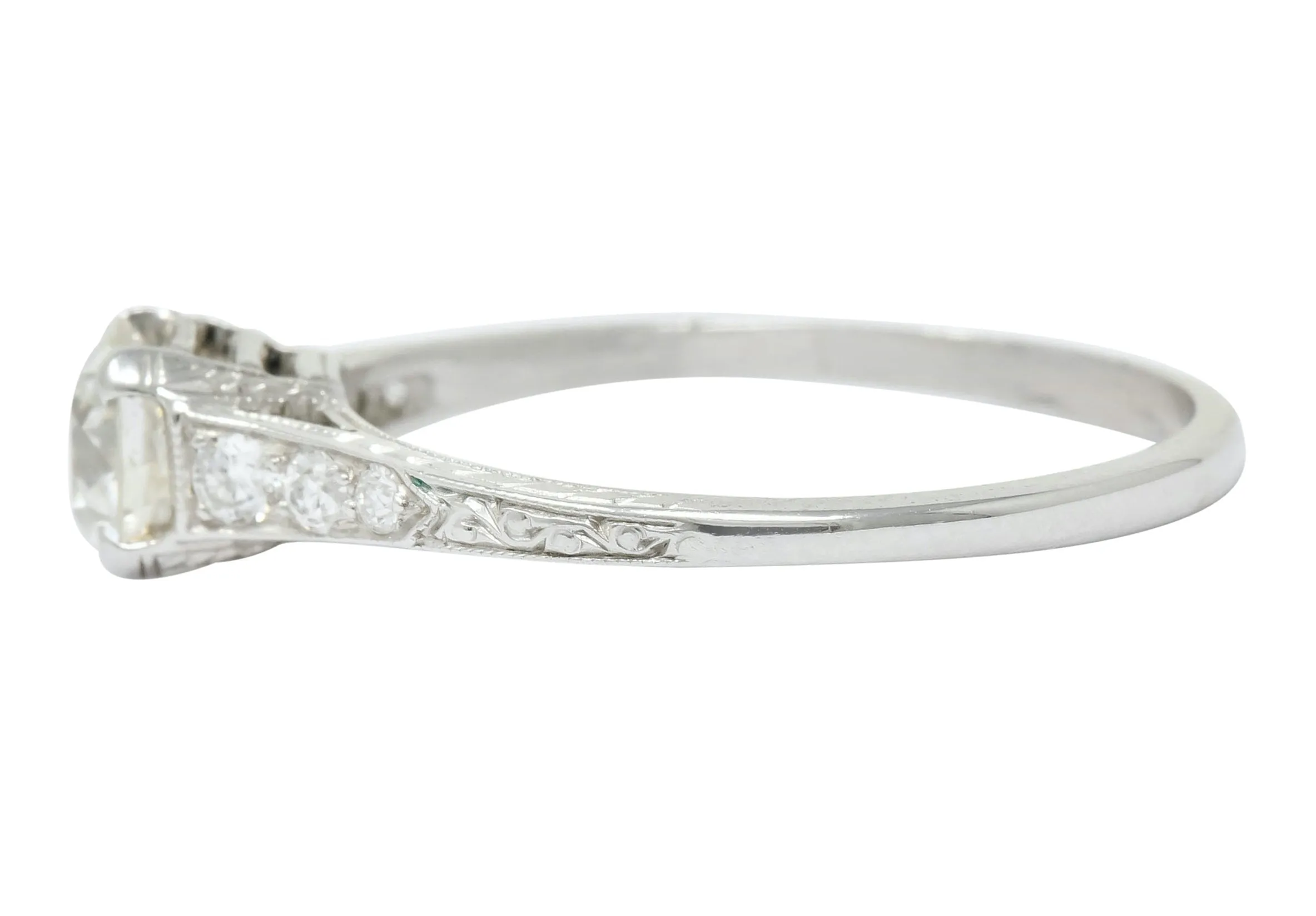 Art Deco 0.80 CTW Diamond Platinum Engagement Ring Circa 1930