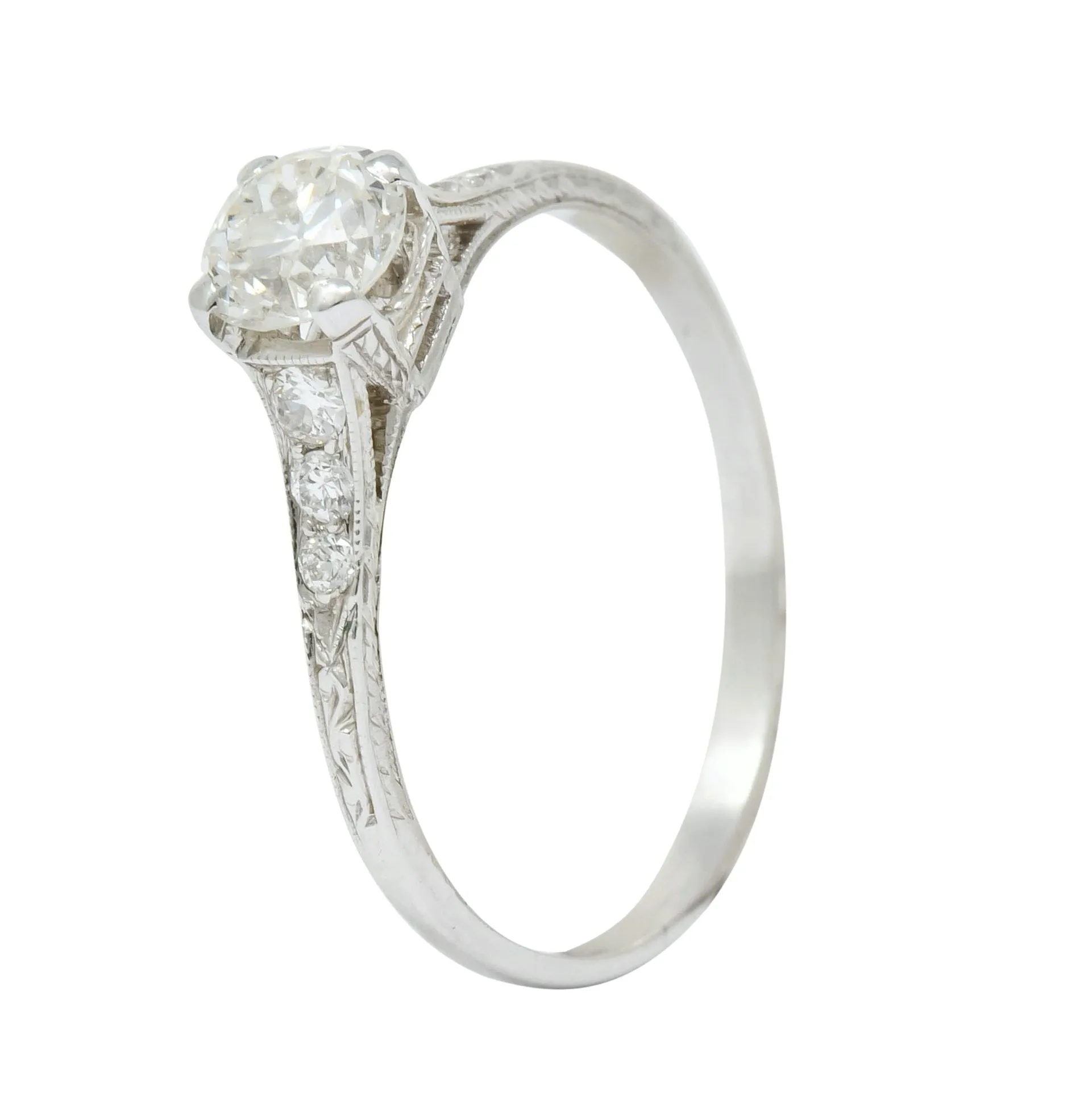 Art Deco 0.80 CTW Diamond Platinum Engagement Ring Circa 1930