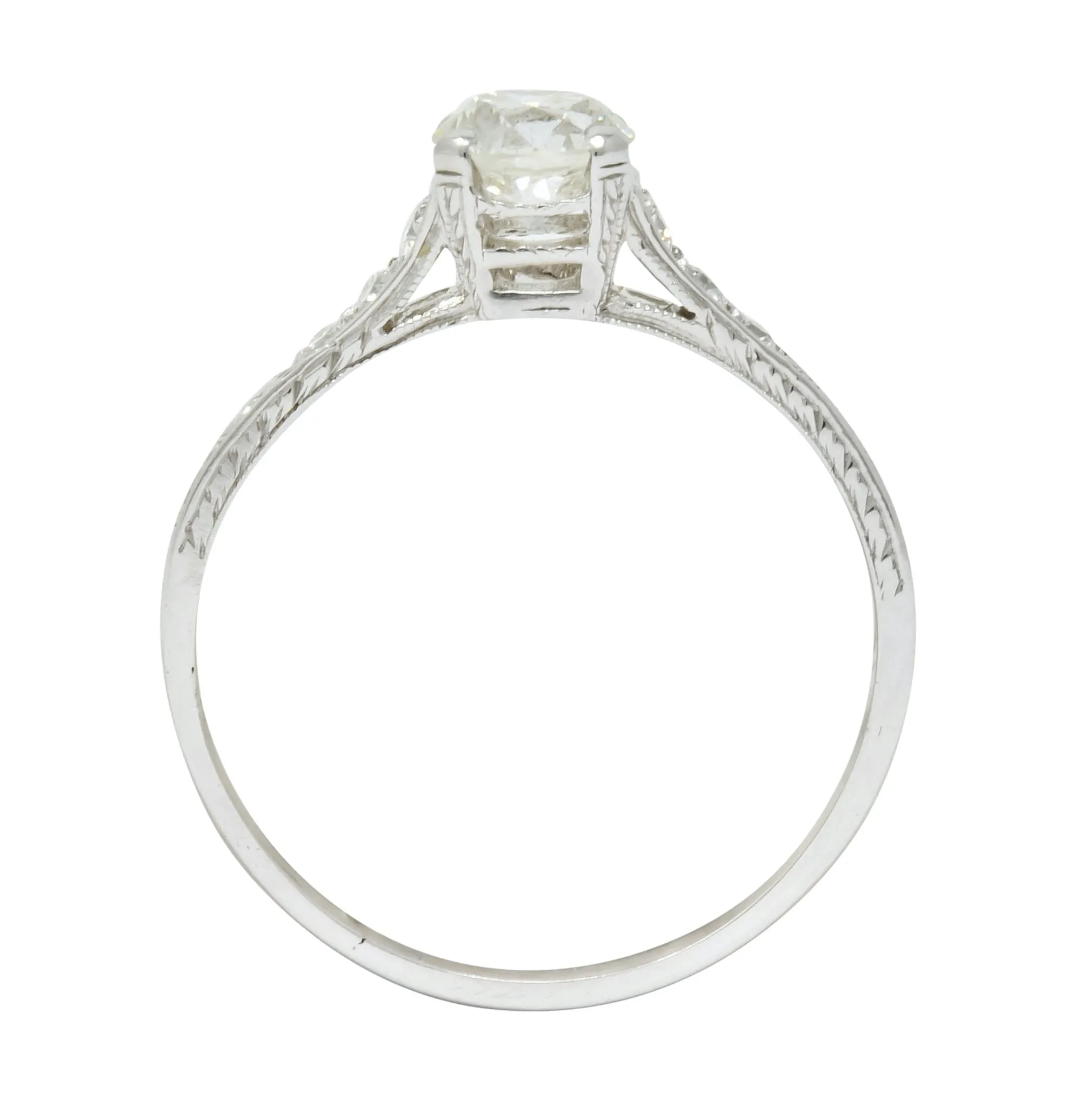 Art Deco 0.80 CTW Diamond Platinum Engagement Ring Circa 1930