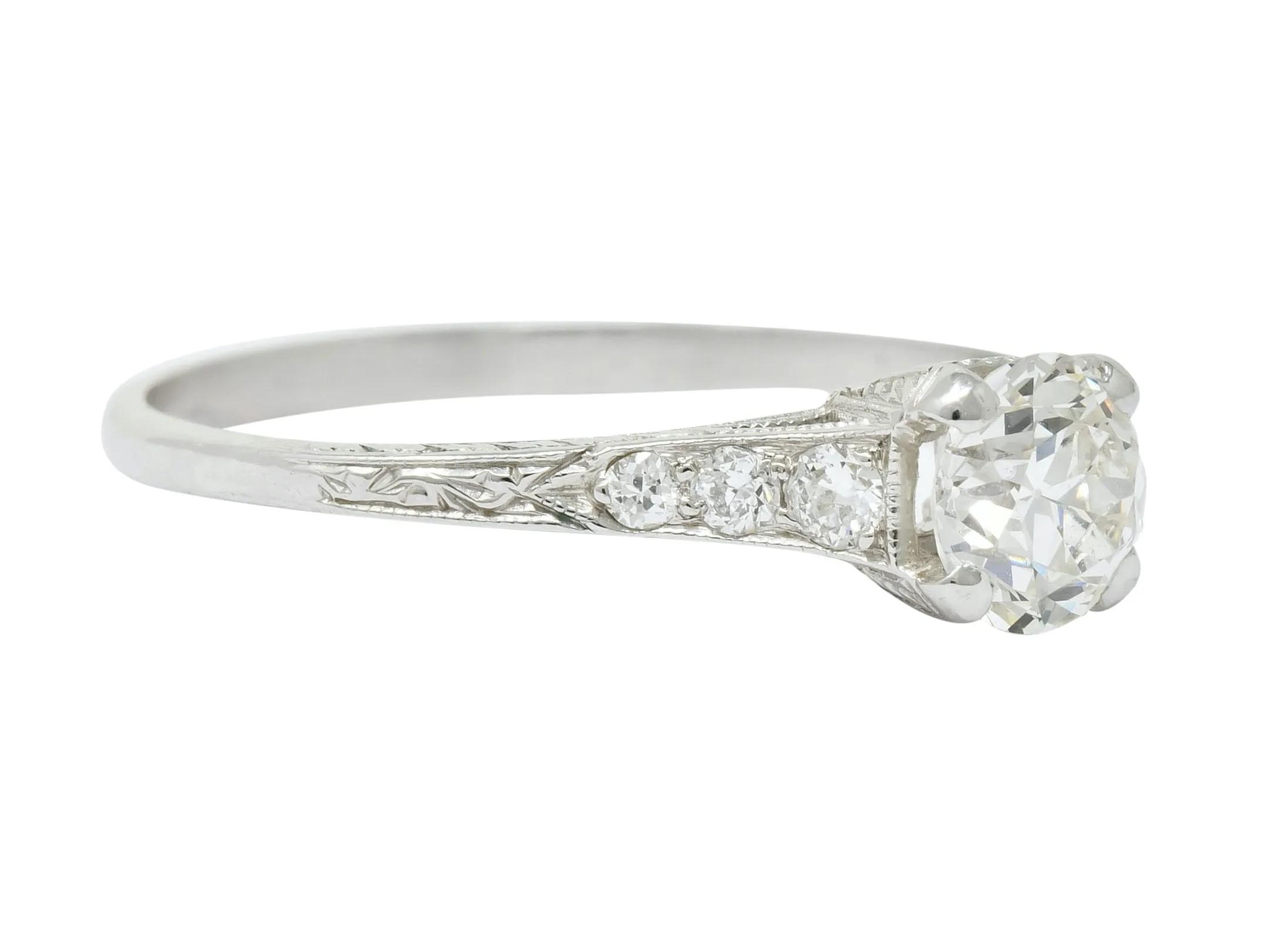 Art Deco 0.80 CTW Diamond Platinum Engagement Ring Circa 1930