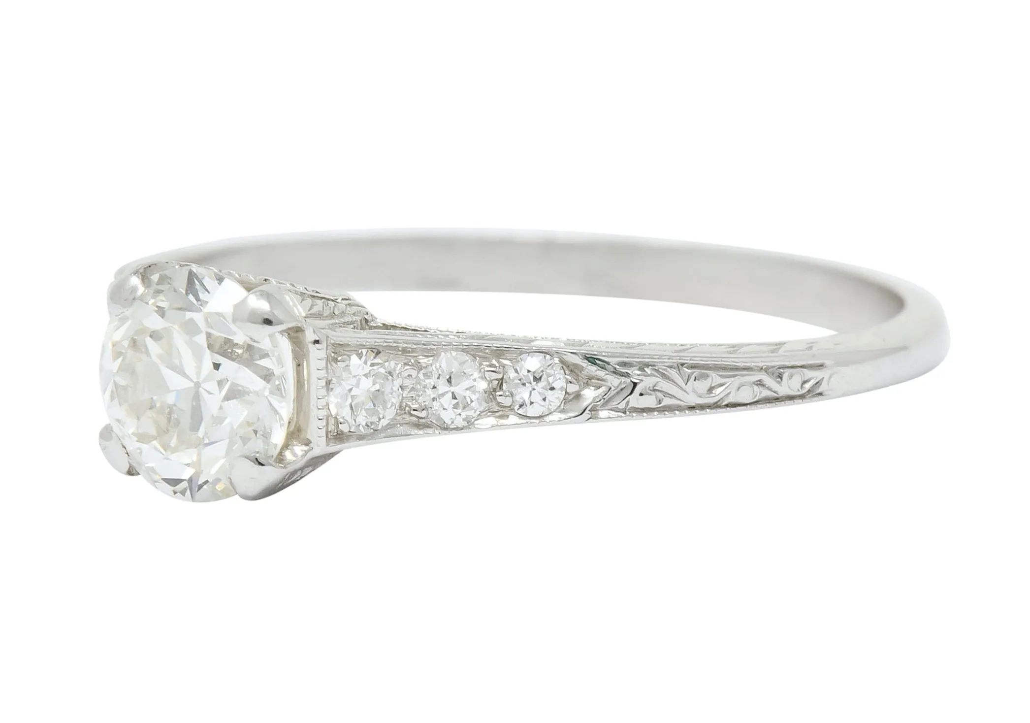 Art Deco 0.80 CTW Diamond Platinum Engagement Ring Circa 1930