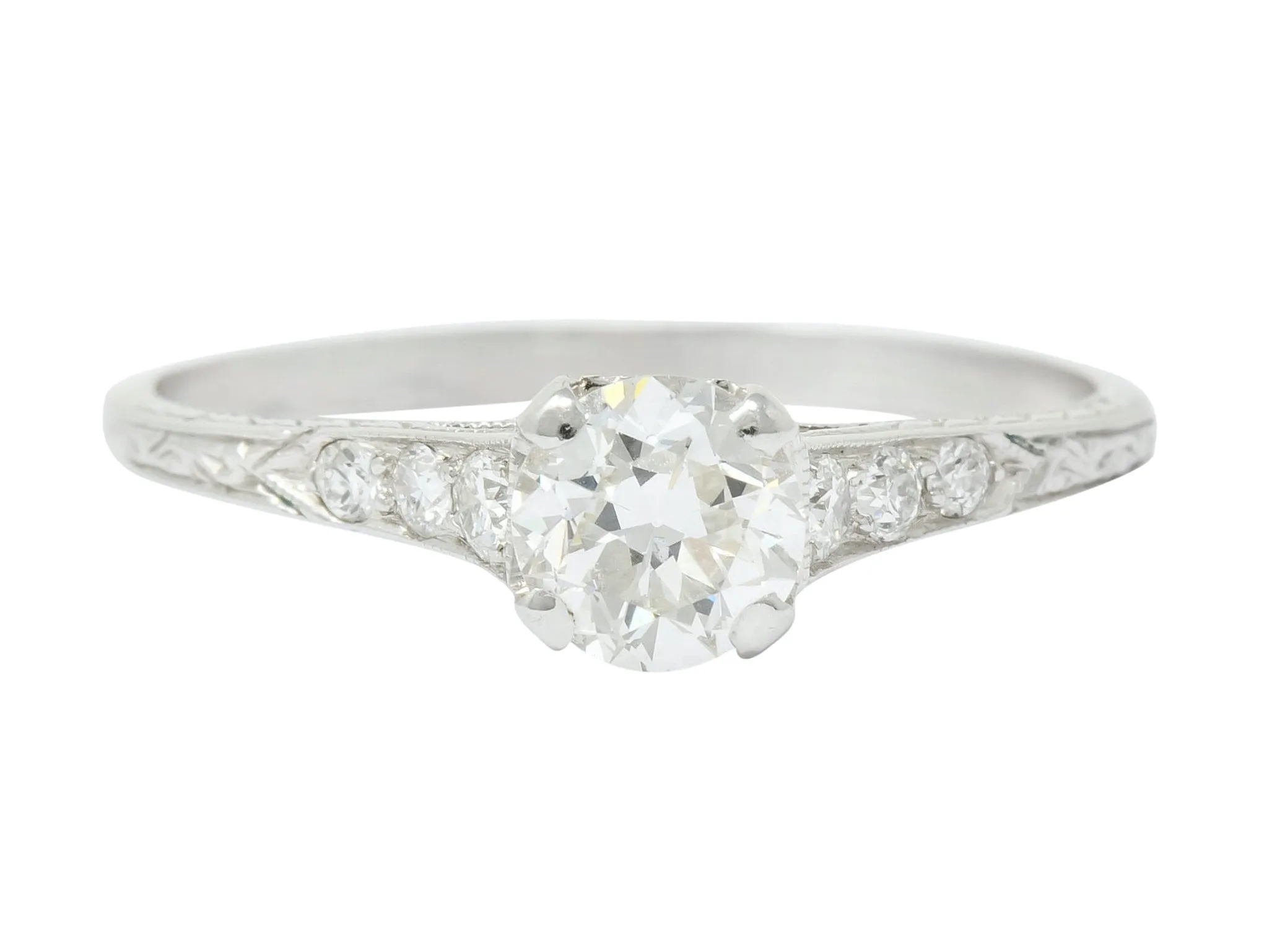 Art Deco 0.80 CTW Diamond Platinum Engagement Ring Circa 1930