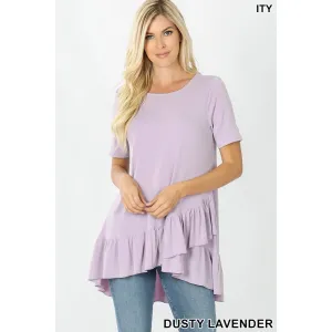 Asymmetrical Ruffle Bottom Top in Dusty Lavender