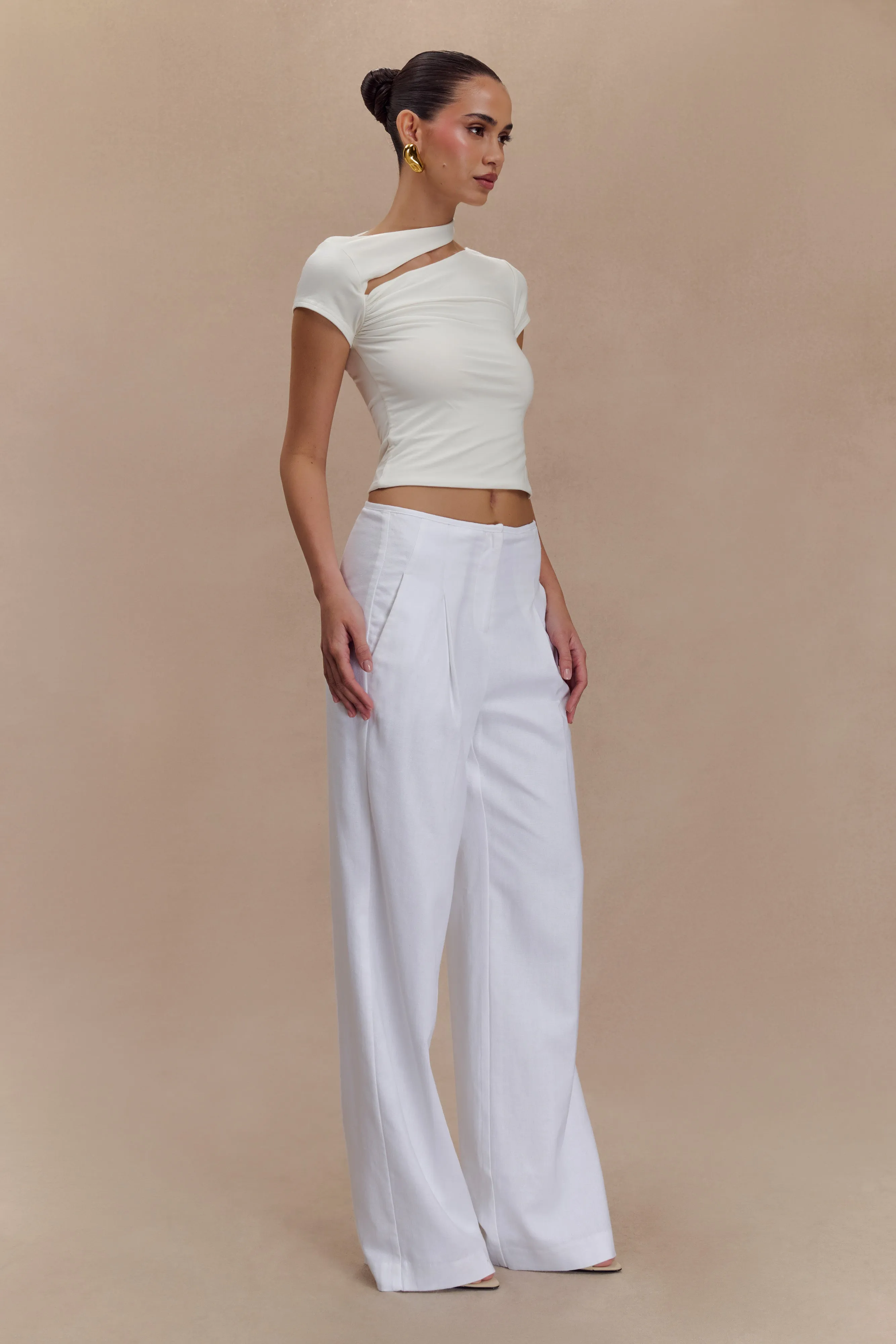 Aurelie Cut Out Short Sleeve Top - Ivory