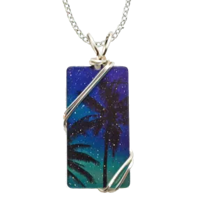 Aurora Palms Necklace, 1.5" pendant with silver-plated wiring, Item# 4697X