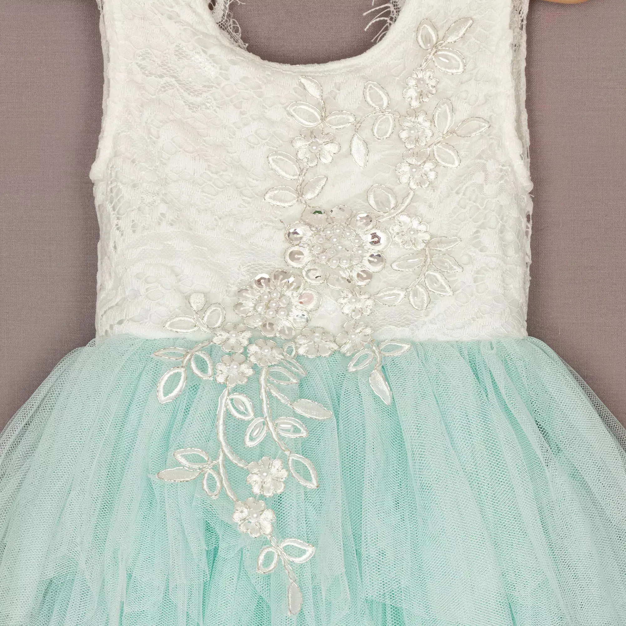 Baby Boho Dreams Dress - Mint Green Applique