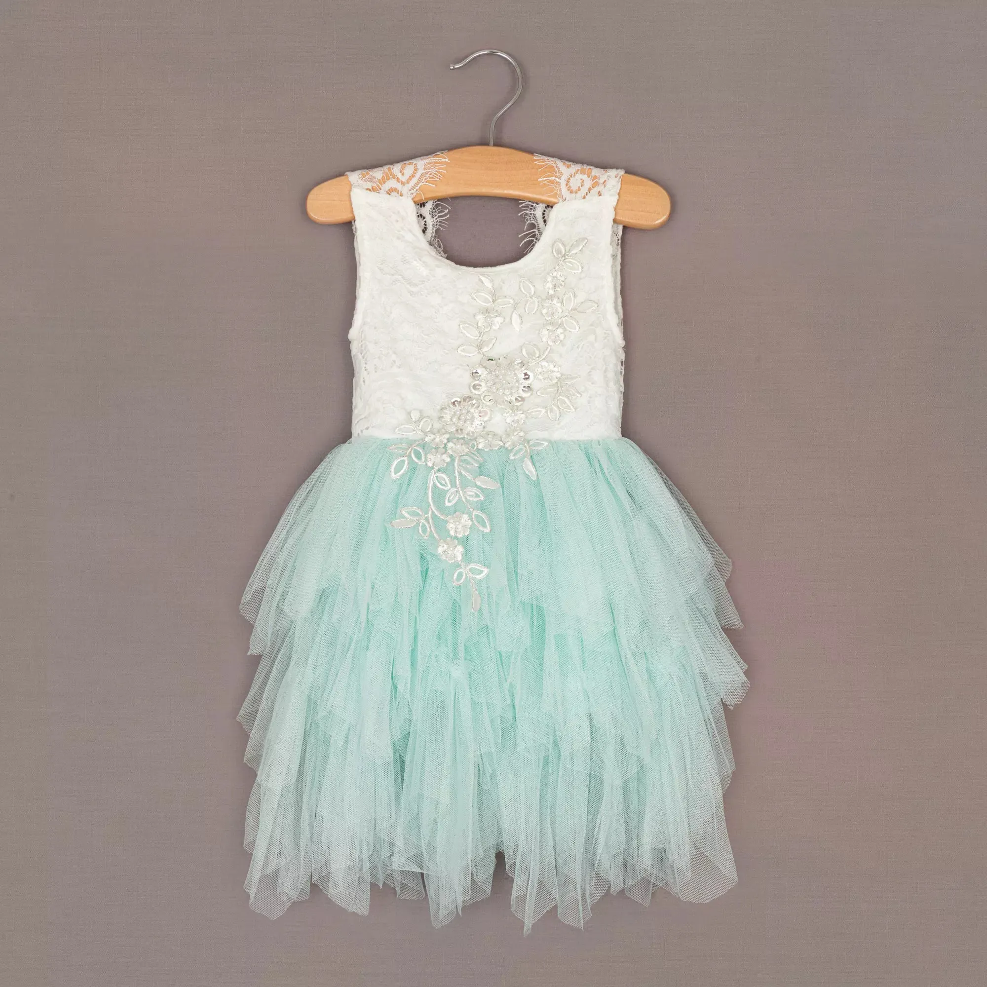 Baby Boho Dreams Dress - Mint Green Applique