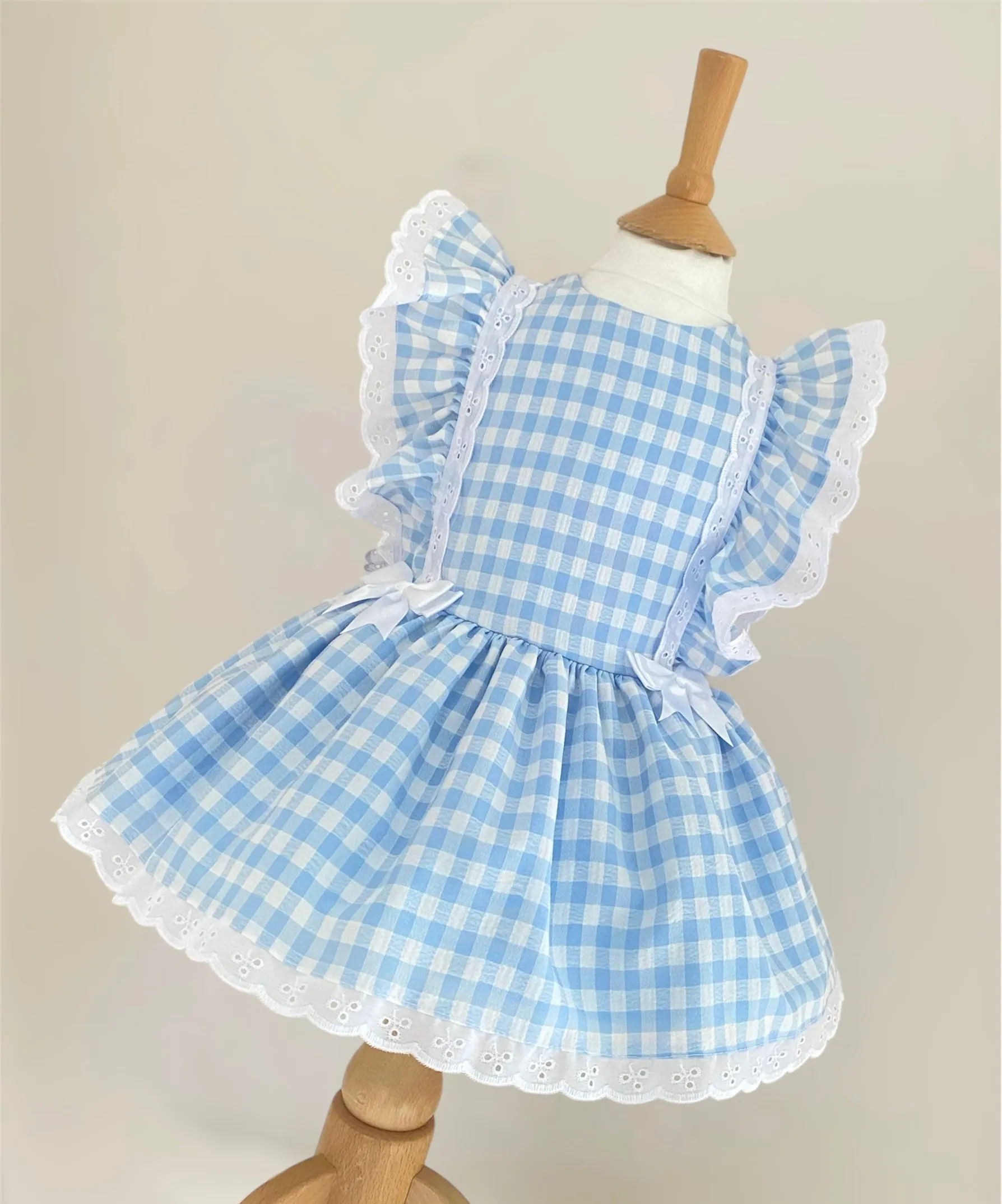 Baby Girls Gingham Frilly spanish Dress