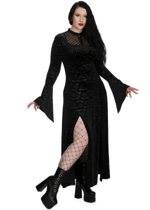 Banned Alternative Hex Gothic Bat Maxi Dress Black