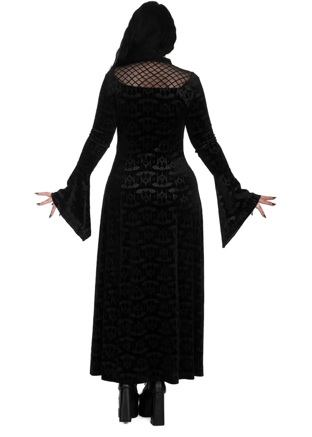 Banned Alternative Hex Gothic Bat Maxi Dress Black