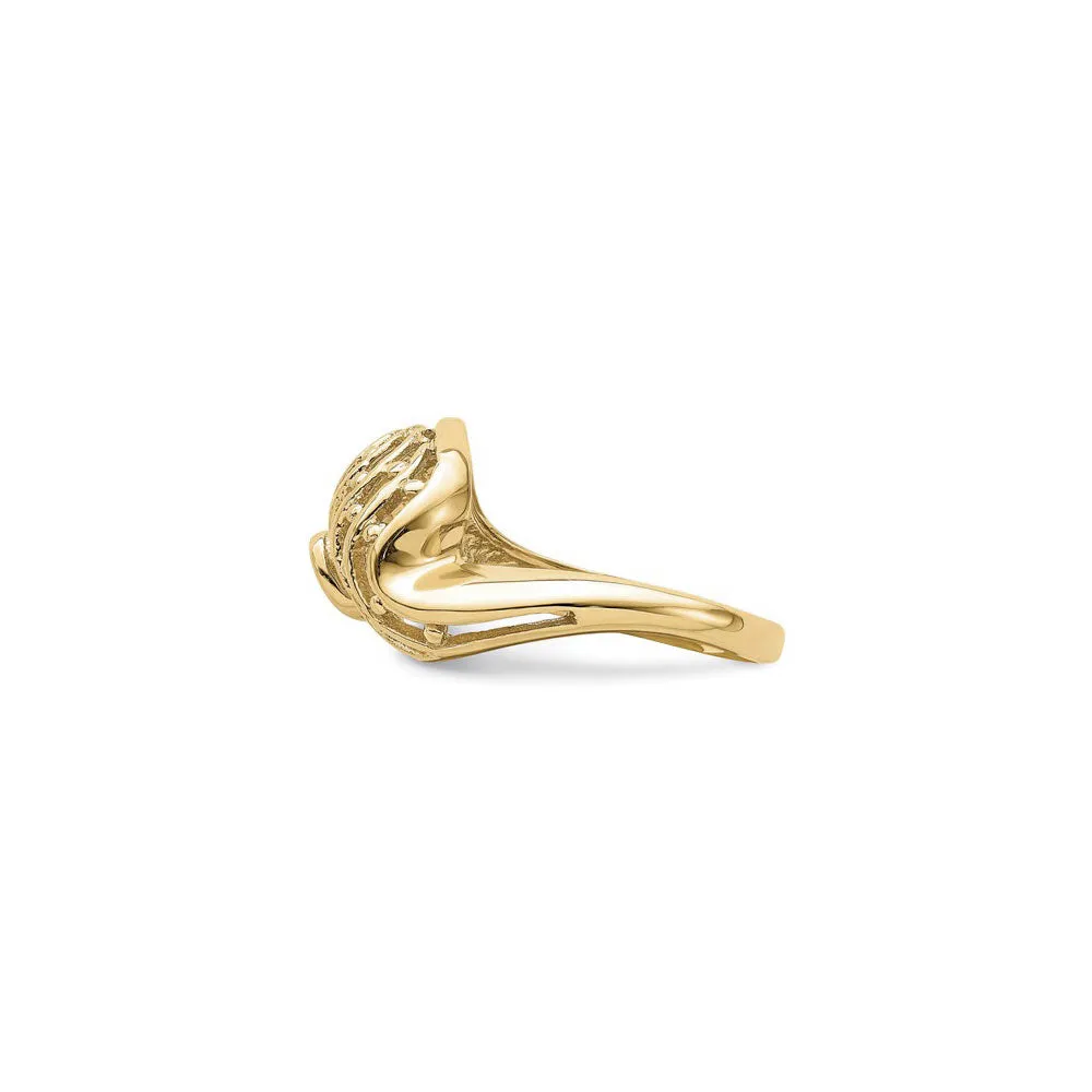 Beaded Wave Dome Cut-Out Ring (14K)