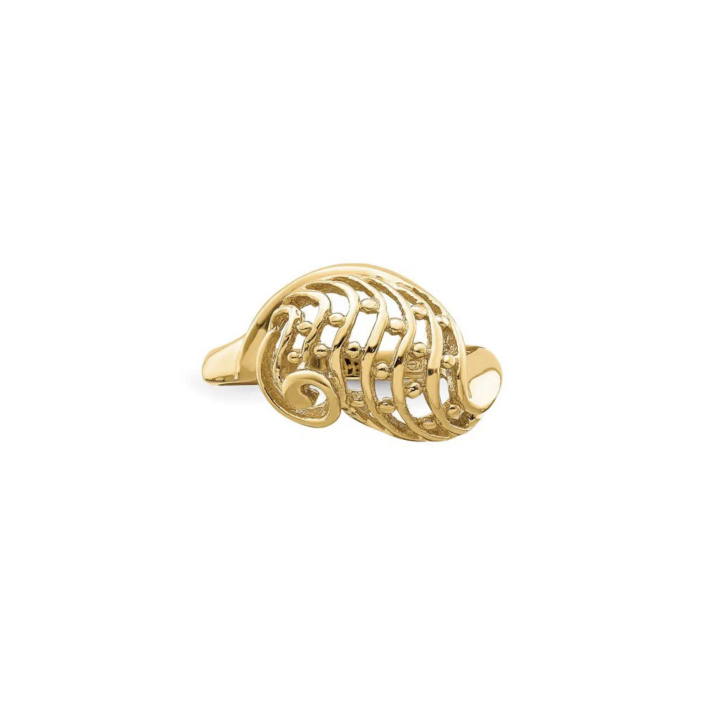 Beaded Wave Dome Cut-Out Ring (14K)