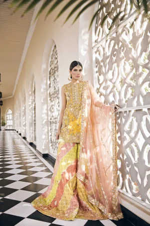 Beautiful embroidered designer mehendi outfit in yellow color # B3445