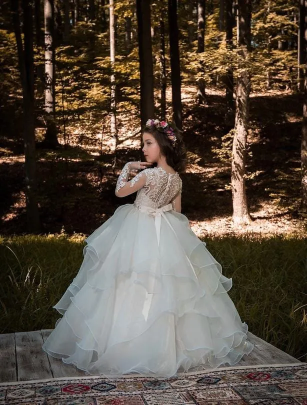 Biella Communion Girl Dress with Voluminous Skirt