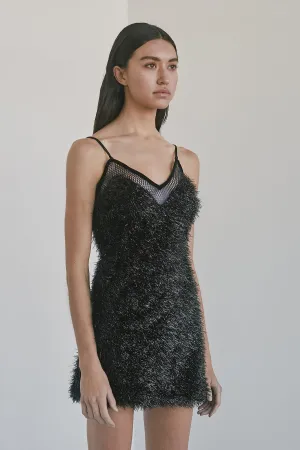 Black Disco Frill Dress
