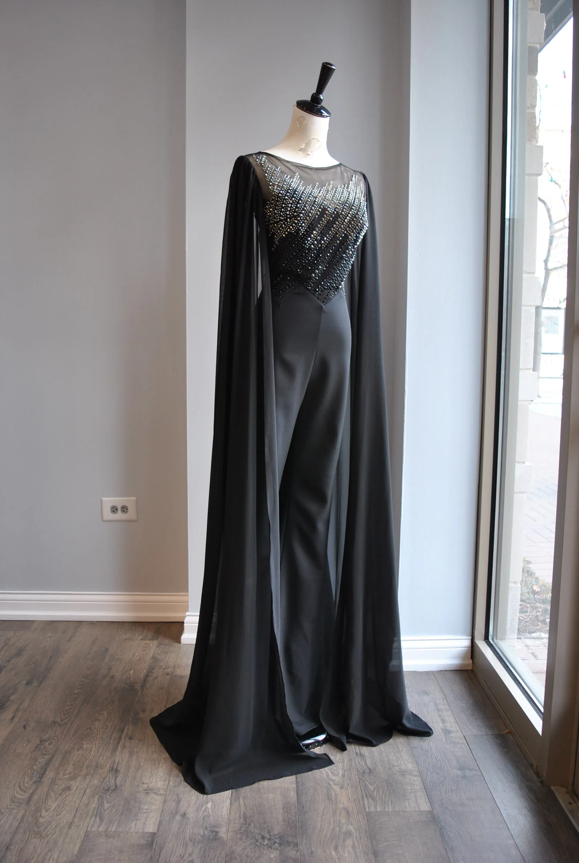 BLACK JUMPSUIT WITH SEQUIN TOP
