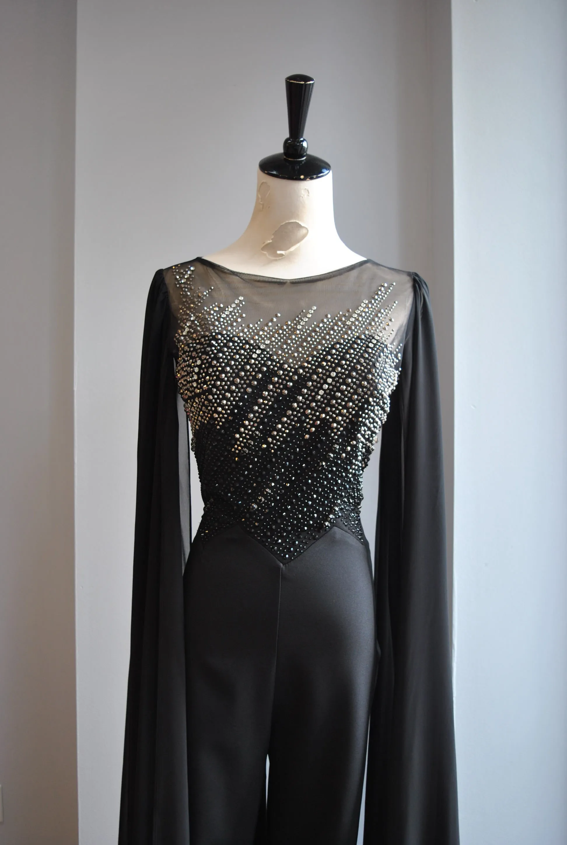 BLACK JUMPSUIT WITH SEQUIN TOP