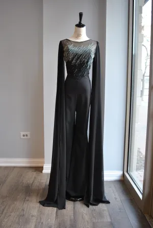 BLACK JUMPSUIT WITH SEQUIN TOP