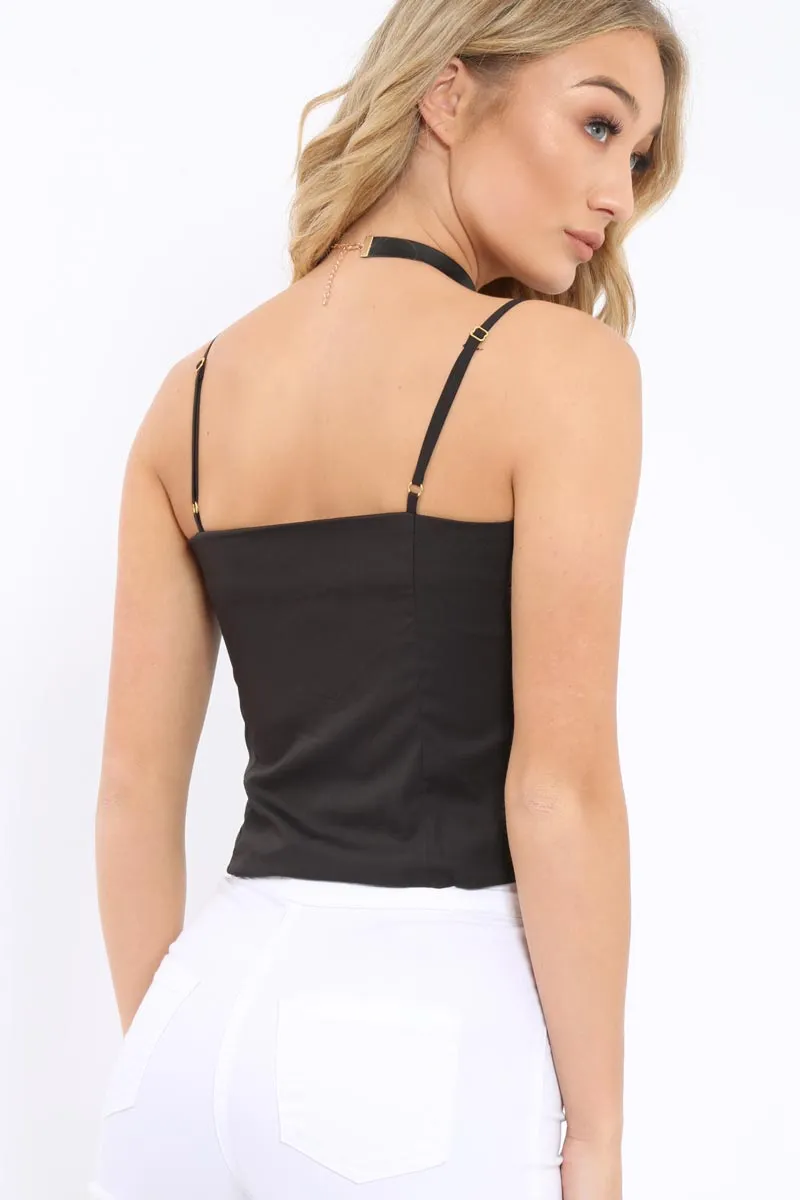 Black Ruffle Front Cami Top - Alanna