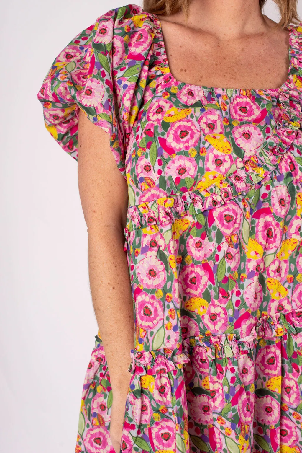 Blooming Floral Puff Sleeve Mini Dress