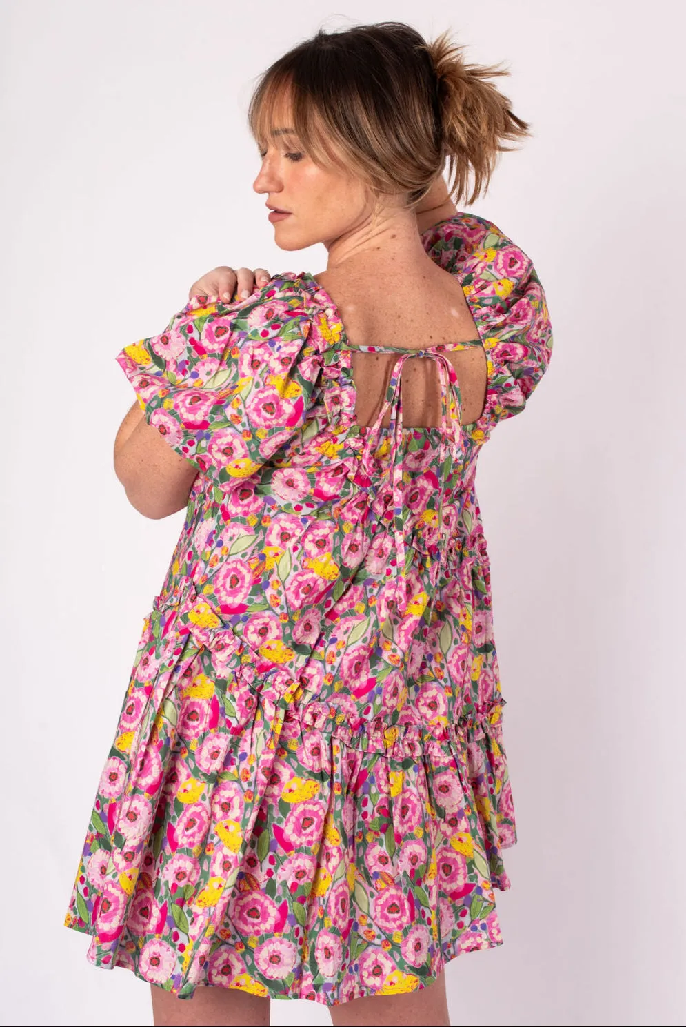 Blooming Floral Puff Sleeve Mini Dress
